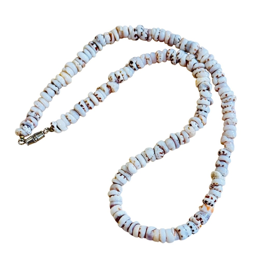 VTG Hawaiian Puka Shell Necklace Surfer 60s Beads Souvenir Genuine 16" Hawaii